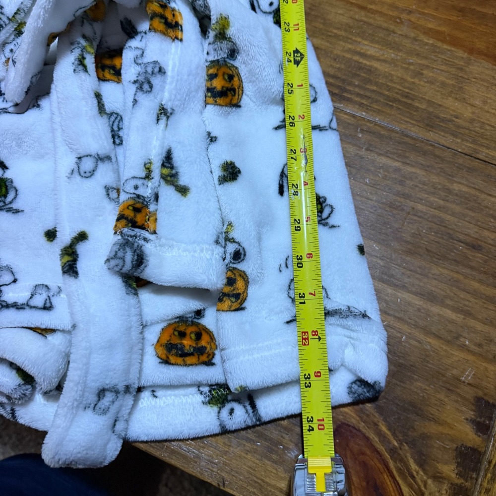 Peanuts Halloween Snoopy Woodstock Fleece Hooded Robe L/XL White Pumpkin Cozy - Picture 6 of 6